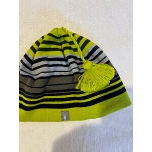 SMARTWOOL Children's Beanie, Stripe Wool Green, Grey, Black One Size Winter Snow